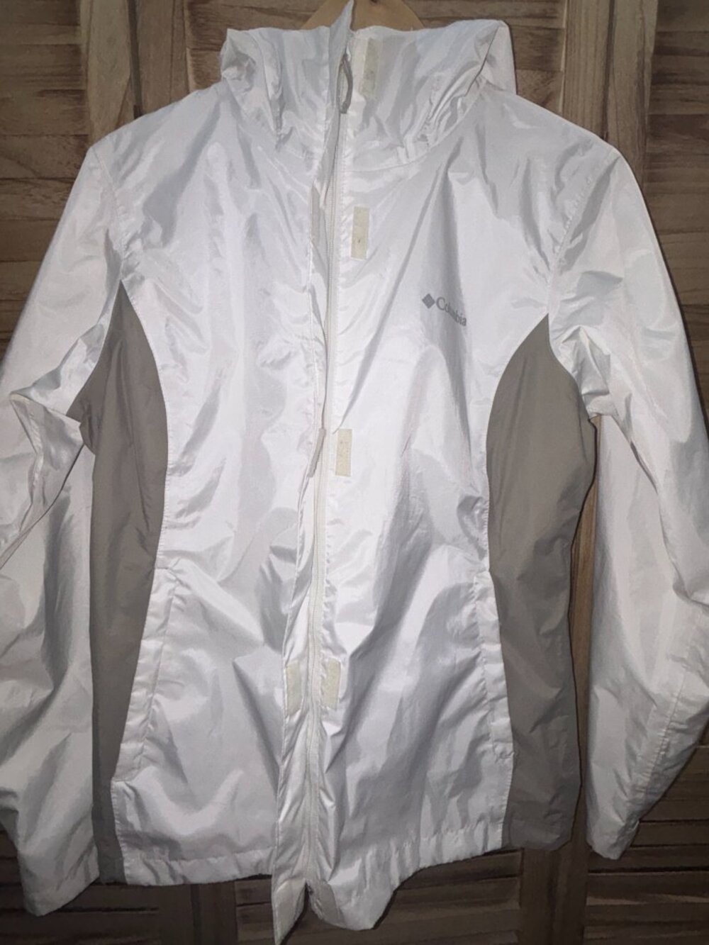 Columbia Women's White & Gray Hooded Rain Jacket Size M - Picture 4 of 10